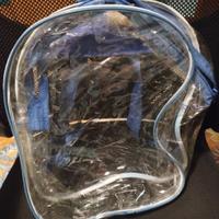 Zaino zip trasparente blu capiente gite scuola
