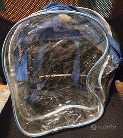 Zaino zip trasparente blu capiente gite scuola