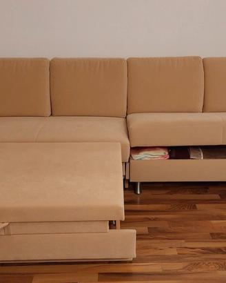 Divano con chaiselongue / letto / contenitore