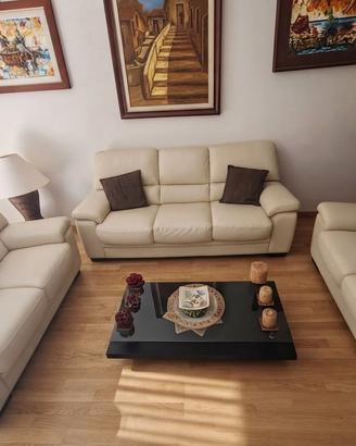 set tre pezzi divani Chateau d'Ax in vera pelle