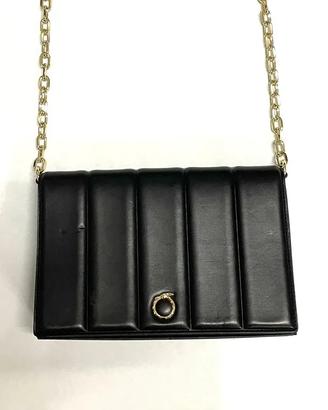 Borsa Trussardi nera a tracolla con catena oro –