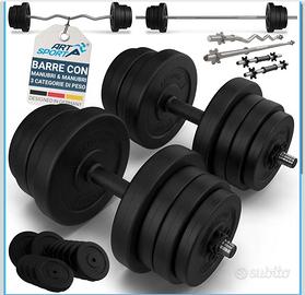 Set manubri con bilanciere e curl 60 kg
