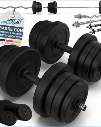 Set manubri con bilanciere e curl 60 kg