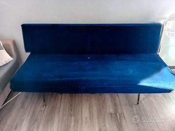 Divano Chaise Longue velluto blu