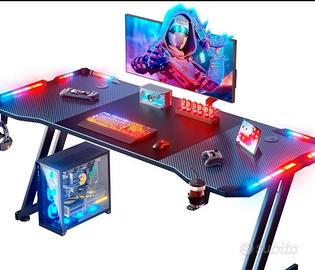 Scrivania da gaming con luci LED 120x60