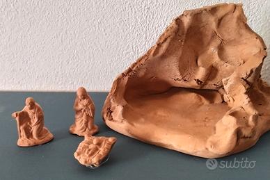 Presepe piccolo artigianale terracotta. Vintage