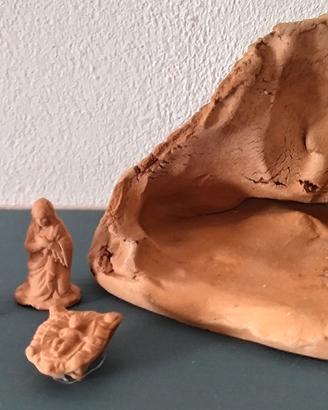 Presepe piccolo artigianale terracotta. Vintage