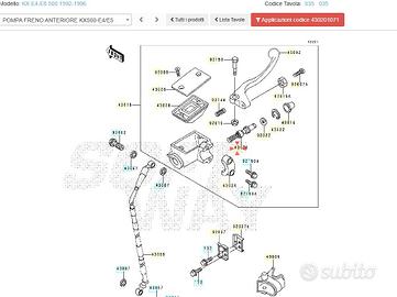 pistone pompa freno Kawasaki KX 500 430201071