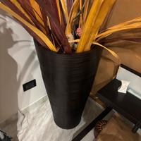 Vaso alto decorativo 80 cm marrone effetto legno