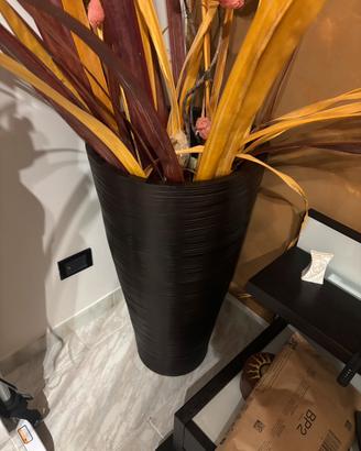 Vaso alto decorativo 80 cm marrone effetto legno