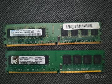 Kit RAM DDR2 2GB (2x1GB) Kingston + Samsung