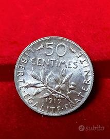 Francia, 50 centimes 1919 in argento