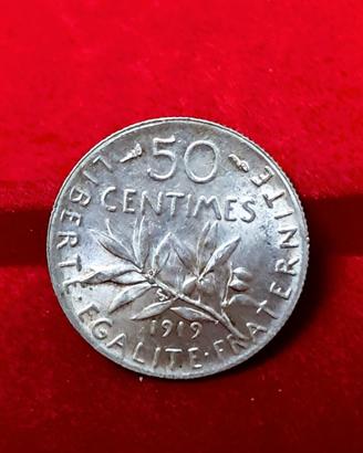 Francia, 50 centimes 1919 in argento