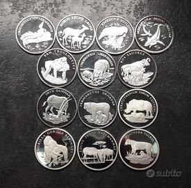 ARGENTO 999 _ lotto di 13 medaglie 30° WWF 260gr