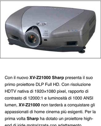 Proiettote Sharp Full HD Altissima Qualità