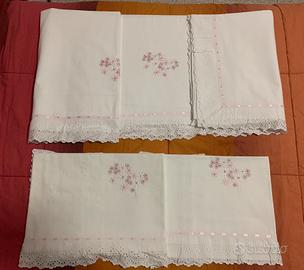 Lenzuola matrimoniali con pizzo sangallo