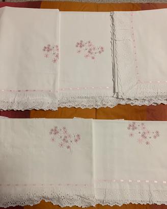 Lenzuola matrimoniali con pizzo sangallo