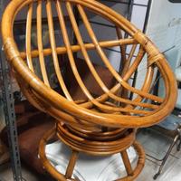 poltroncina girevole rattan, bambù integro