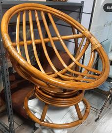 poltroncina girevole rattan, bambù integro