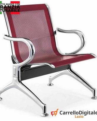Sedia da attesa in acciaio colore rosso 1 posto
