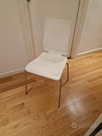 Set 3 sedie bianche design con gambe cromate
