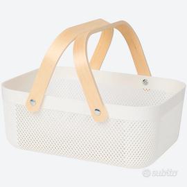 Cestino Bianco  Rete Manici Legno