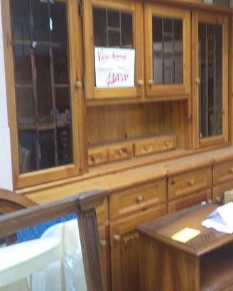 vetrina in pino massello tinta ciliegio nuova