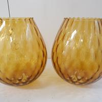 Coppia paralume lampada vetro ambrato vintage