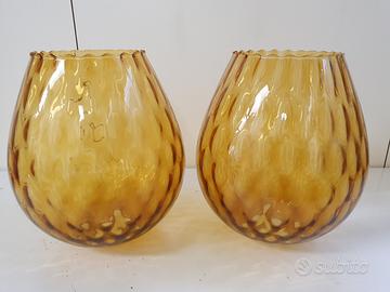 Coppia paralume lampada vetro ambrato vintage