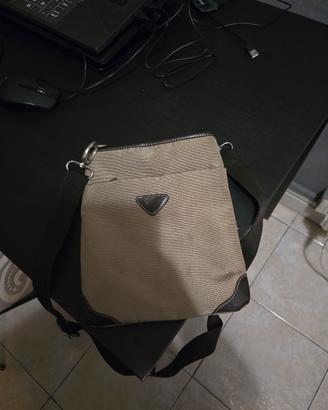 Borsa A Tracolla Beige in pelle marrone