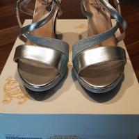 Scarpe Sandali Donna Sposa Argento n.35 Tacco 8
