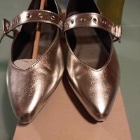 Scarpe ballerine con cinturino color argento 