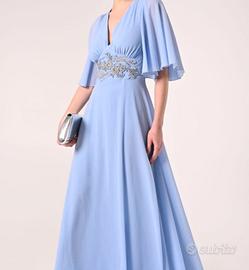 Abito Rinascimento atelier Azzurro Decoro Pietre 