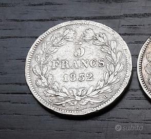 ARGENTO scudone FRANCIA 5 franchi 1832D