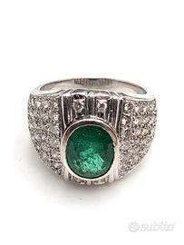 ANELLO ORO SMERALDO DIAMANTI