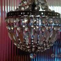 Coppia antichi lampadari cristallo ed ottone