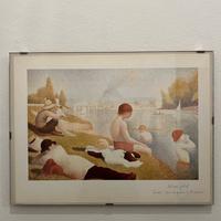 Quadro Multiplo Seurat Bagnanti Originale Anni 70
