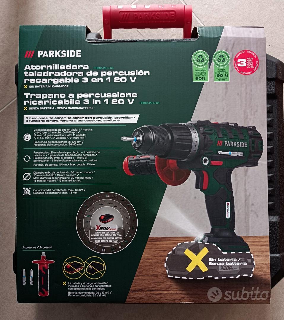 Trapano a Percussione Ricaricabile Lidl della Serie Parkside X 20V