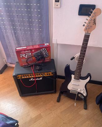 Chitarra elettrica + pedaliera + amplificatore