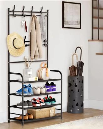Organizzatore scaffale, appendiabiti e panca