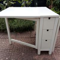 Tavolo a ribalta con cassetti bianco IKEA Norden