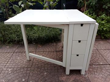 Tavolo a ribalta con cassetti bianco IKEA Norden