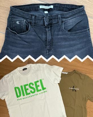 Jeans corti Calvin Klein+ 2 t-shirt / 14 anni