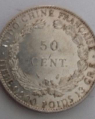 Indocina francese 50 centesimi 1936 qfdc Ag 900%.