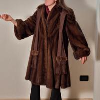 Pelliccia Vint Visone Natur Cappuccio e Sciarpa