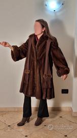 Pelliccia Vint Visone Natur Cappuccio e Sciarpa