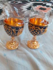 2 Calici in metallo con pietre incassonate nuovi