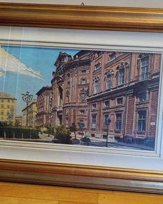 Quadro Olio su Tela "Palazzo Carignano" (Torino)