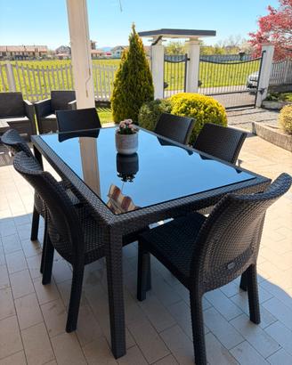 Tavolo più sedie  da esterno-giardino 6 posti