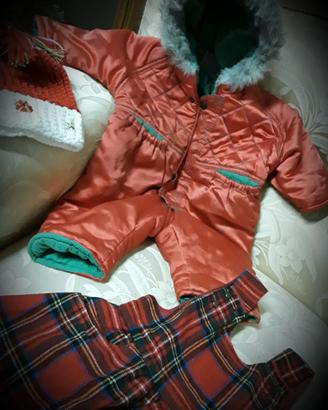 Tuta termica piumino neonata 3-4 mesi col. rosso